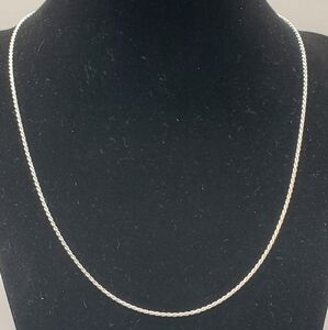 925 Sterling Silver Rope Chain Necklace 1.4mm 18" Women Italy, NEW